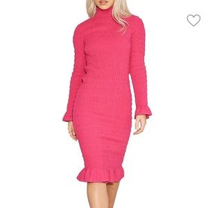 NWT STUNNING NEVER FULLY DRESSED SHIRRED BODY CON DRESS MAGENTA Sz 6